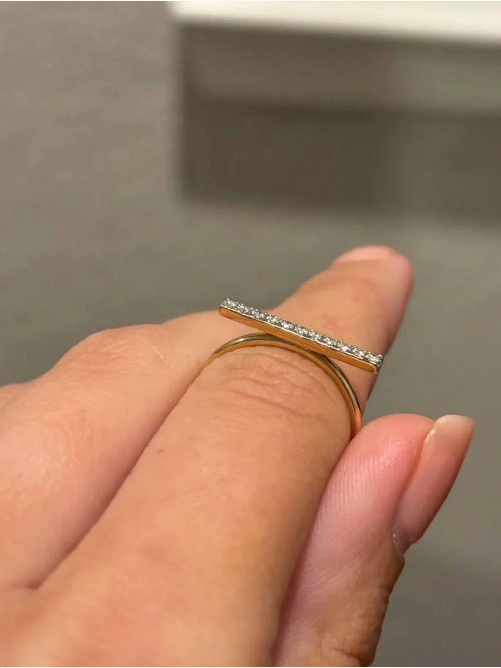 14k Yellow Gold & Genuine Diamond Stacker Band Ring Size 7